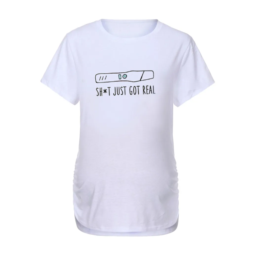 Женская блузка для беременных; свободные блузки для беременных; топы для беременных; Осенняя хлопковая футболка с короткими рукавами и принтом; Одежда для беременных; Y910 - Цвет: 20512WH