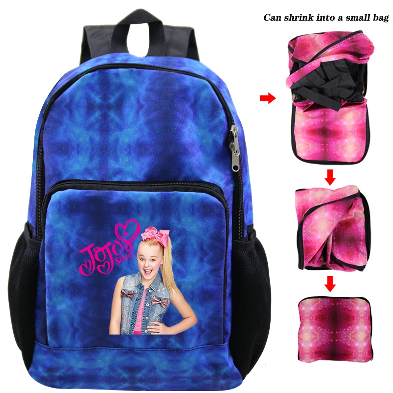 Фиолетовый Милый Jojo Siwa рюкзак для Galaxy для подростков мальчиков девочек Складная школьная сумка дорожная сумка большой емкости рюкзак - Цвет: Фиолетовый