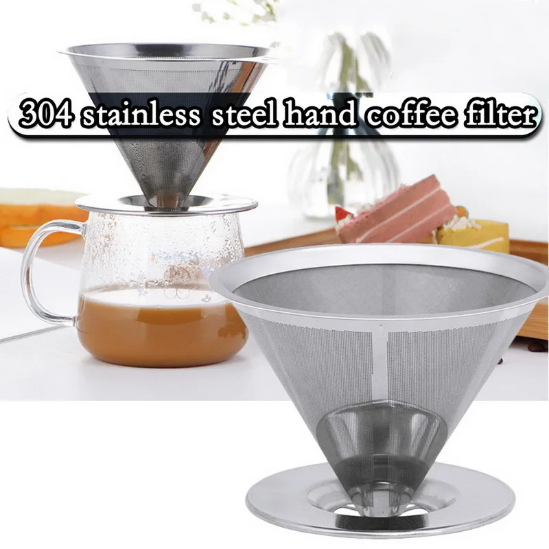 304 Stainless Steel Reusable Drip Cone Tea Coffee Filter Pour Over Dripper Home Kitchen Making Tool 1pc | Дом и сад