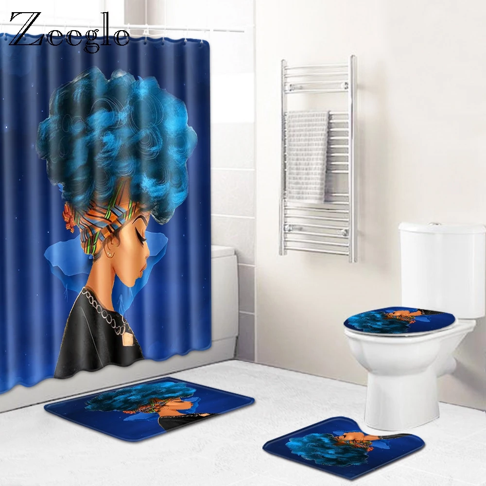 Zeegle 4pcs Bath Mat Set Anti-slip Bathroom Doormat Shower Soft Toilet Pedestal Rug Absorbent Cover Seat Foot | Дом и сад