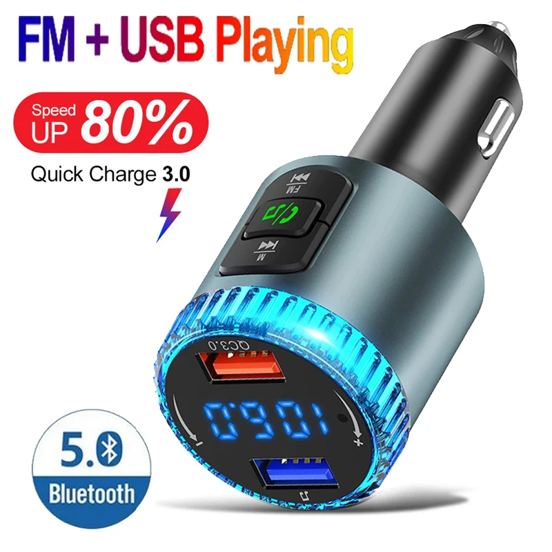 Bluetooth 2022 FM-трансмиттер беспроводной музыкальный плеер с громкой связью и