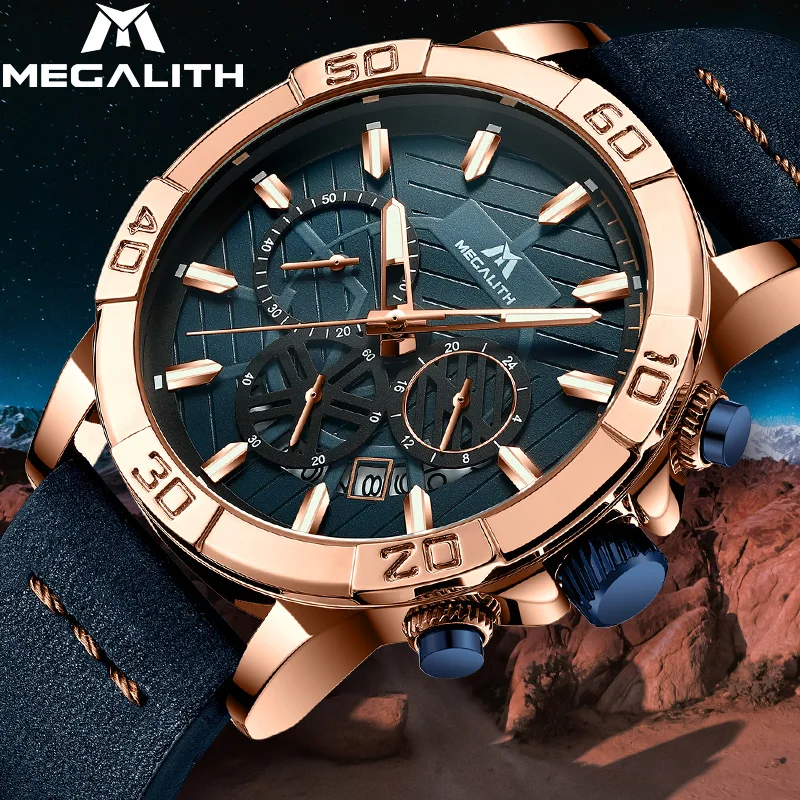 

Men Watch MEGALITH 2019 Top Brand Luxury Quartz Watch Analogue Sport Wristwatch Leather Strap Horloges Mannen Waterproof Clock