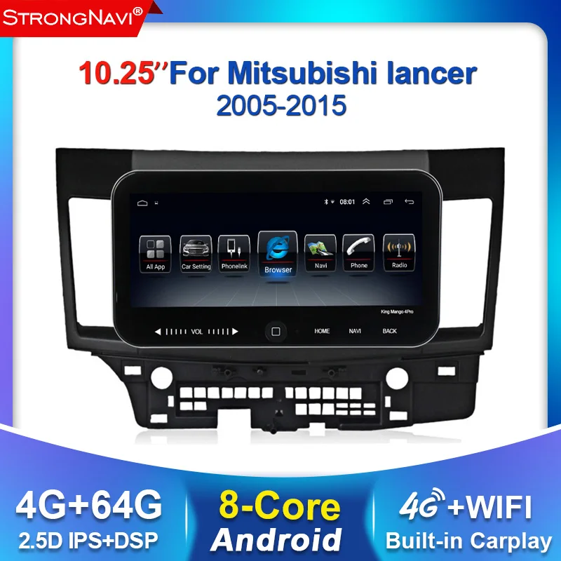 Автомобильный мультимедийный плеер 2DIN 10 25 дюйма Android для Mitsubishi lancer x 2008 2015 радио GPS