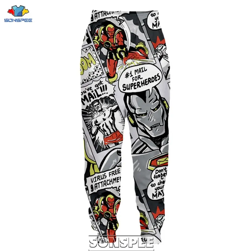 

SONSPEE 3D Print Retro Anime Comic Sweatpants Casual Trousers Men Women Loose Unisex Hip Hop Beam Foot Joggers Pants