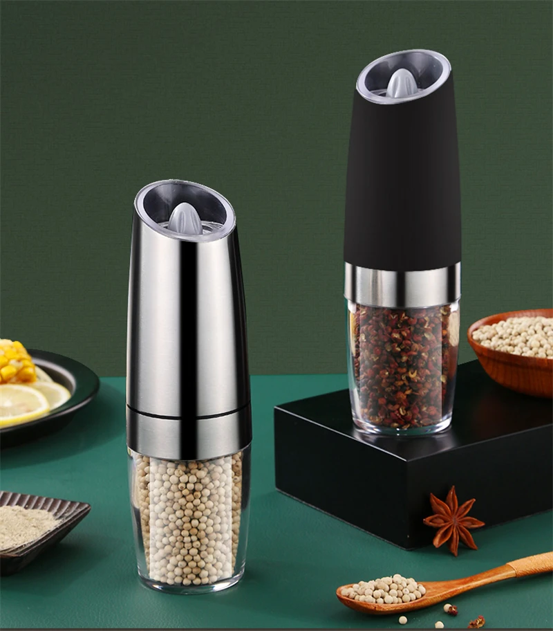 Electric Automatic Pepper Grinder Salt And Pepper Millers LED Light Spice Grain Mills Porcelain Grinding Core Mill Kitchen Tools