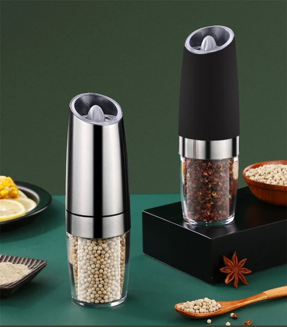 2pcs Electric Pepper Mill Stainless Steel Automatic Gravity Shaker Salt and Pepper  Grinder Set Spice Mills Kitchen Grinding Tool - AliExpress