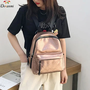 

DORANMI Shining Schoolbag Women's Backpack 2020 PU Leather Shoulder Back Bag Female Rucksack Casual School Bags Mochila BB597