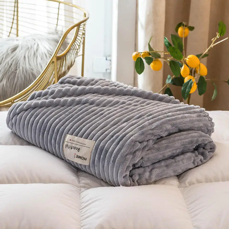 Blankets for Beds Solid Yellow Color Soft Warm 300GSM Square Flannel Blanket On the Bed Thickness Throw Blanket - Color: Type 7