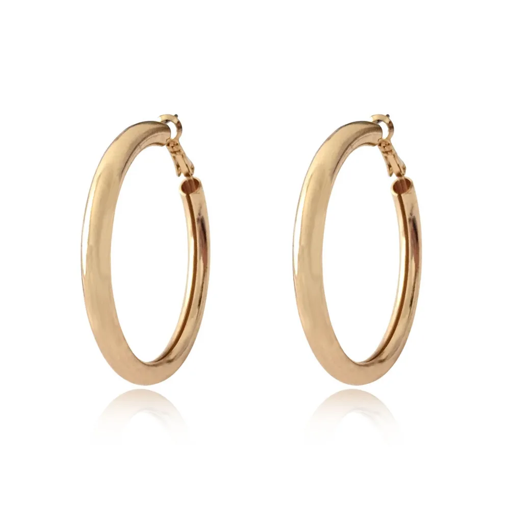 

New Fashion 5mm Wide Hoop Earrings Gold color Steel Tube Personality Exaggerate Earrings for Women Casual Wearing
