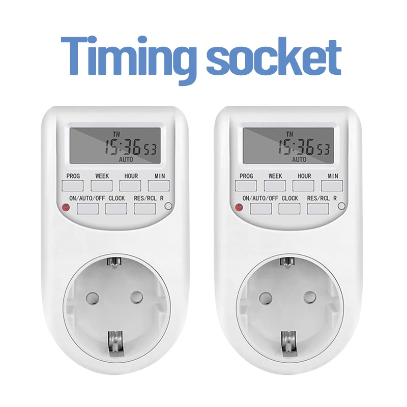 Electronic Timer Switch EU Digital Timer Socket Smart Kitchen Timer 12/24 Hour Setting Energy