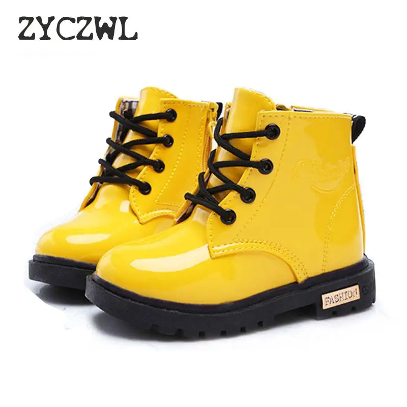 New Winter Children Shoes PU Leather Waterproof Boots Kids Snow Boots ...