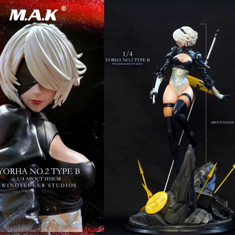 

In Stock 1/4 Scale Full Set 54.5cm Windseeker Studios GK YoRHa No.2 Type B 2B Statue Action Figure Double Heads for Fans Gifts