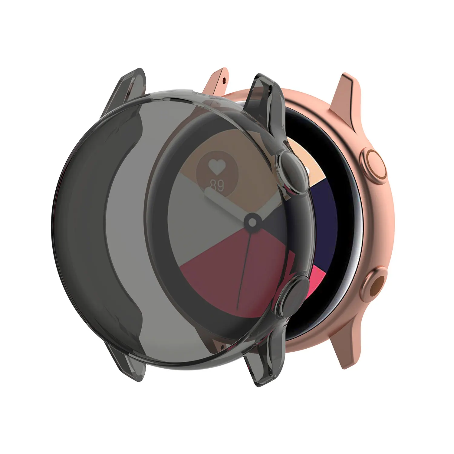 Transparent Black Чехол для часов samsung galaxy Watch active/R500, чехол, покрытие, цветной прозрачный мягкий ТПУ Пластиковый защитный чехол - Цвет: Transparent Black