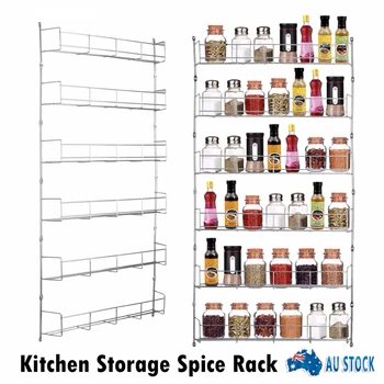 

6 Tiers Kitchen Wall Mount Storage Shelf Spice Storage Organize Rack Multifunctional Home Kitchen Save Space Shelf