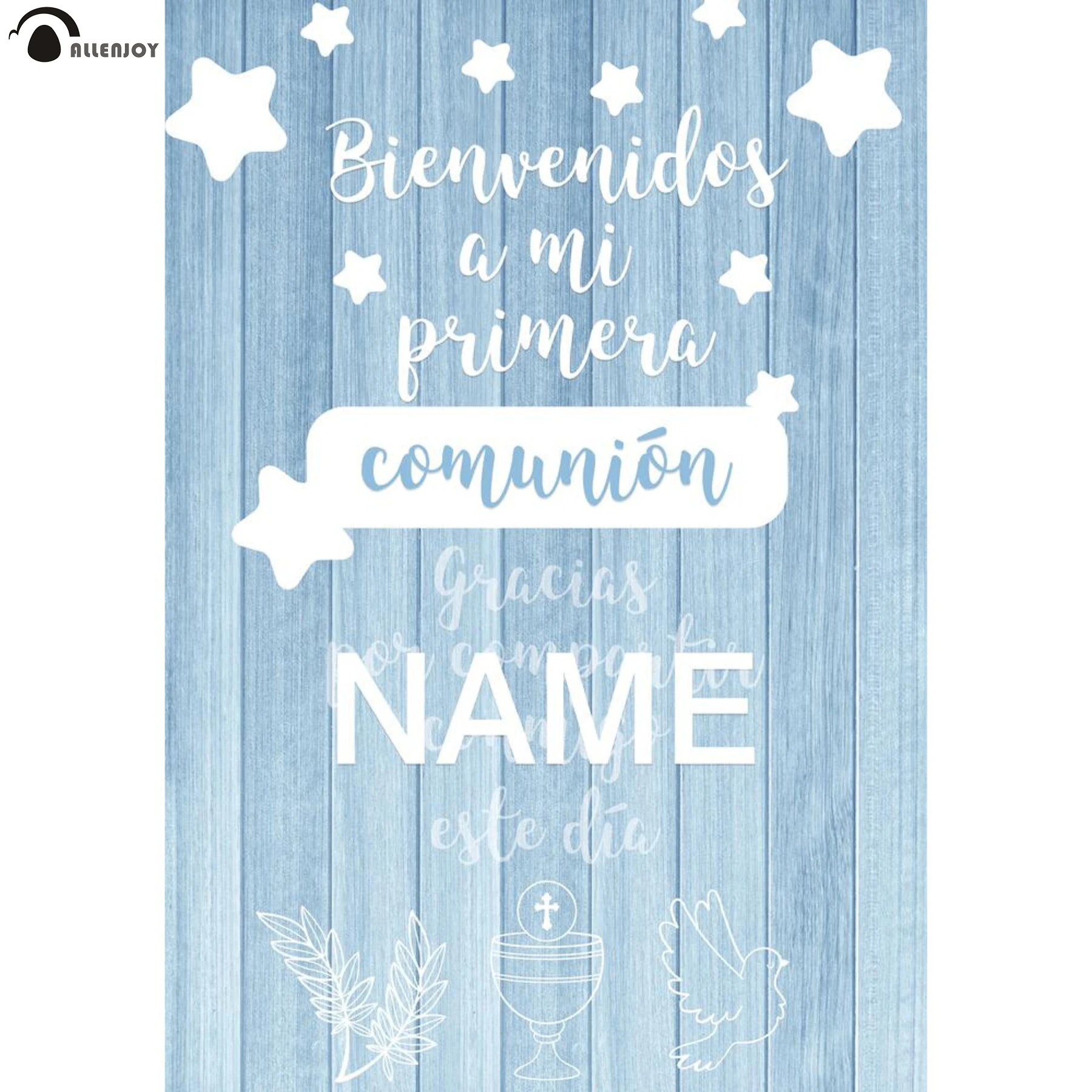 Communion Background for Kids Blue Wood Star Birthday Party Boy Bird Baptism Baby Shower Photozone Banner Fabric Vinyl photo backdrop,photo wallpaper,party decoration covers