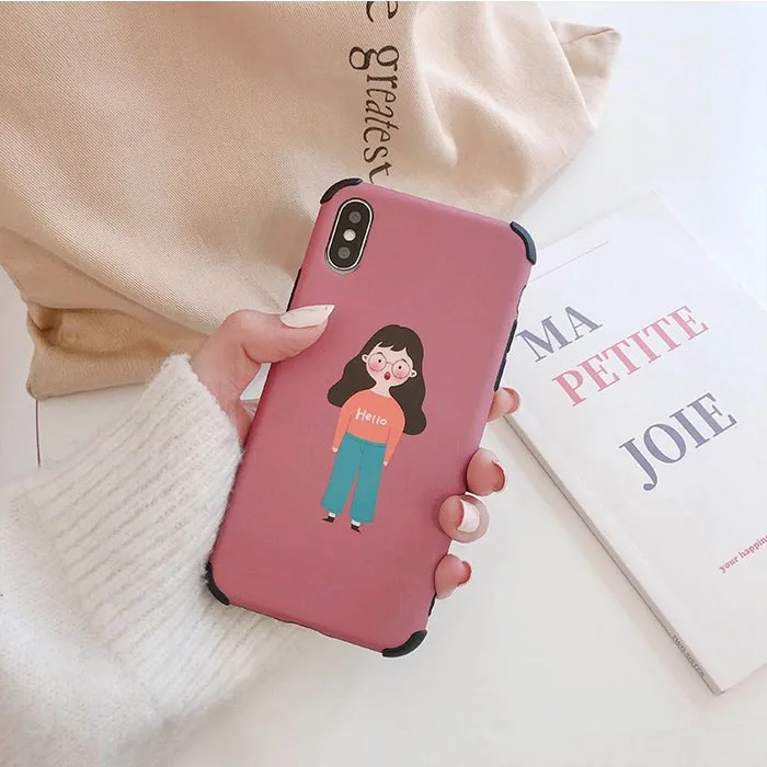 Розовый Чехол для телефона с рисунком для мальчиков и девочек для iPhone 11, милый мягкий чехол для пары для iPhone X XS 7 8 6 6splus 11Pro Max, полка гардероба - Цвет: Розовый