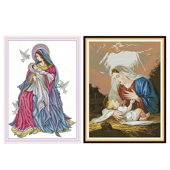 

Joy Sunday Virgin and Child Series DIY 14CT Cross Stitch Kit Printed Parterns DMC Canvas Chinese Embroidery Gift Home Decoration