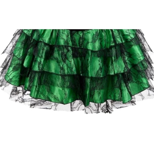 Women Sexy Mini Tutu Skirt Multilayer Mesh/Tulle/Lace/Floral Decoration Mini Pleated Skirts Fashion Dance Skirt Plus Size S-6XL 7006green