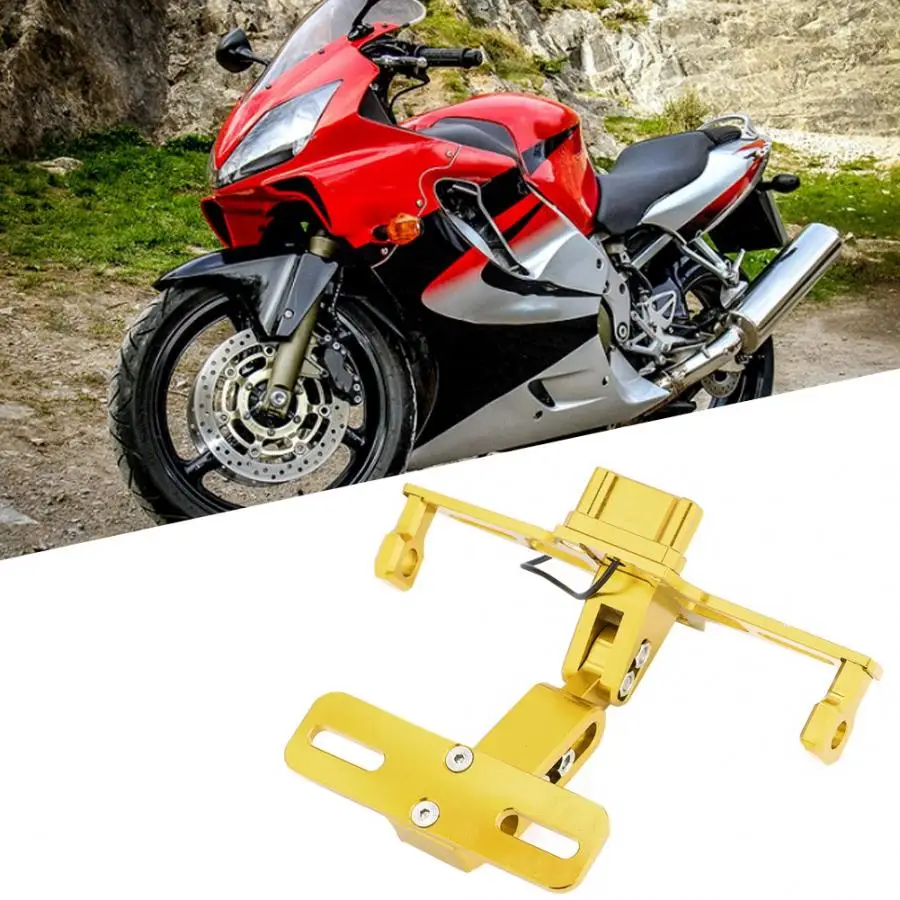 Aluminium Alloy Adjustable Telescopic Motorcycle Bracket License Plate Holder with LED Light Adjustable License Plate Holder