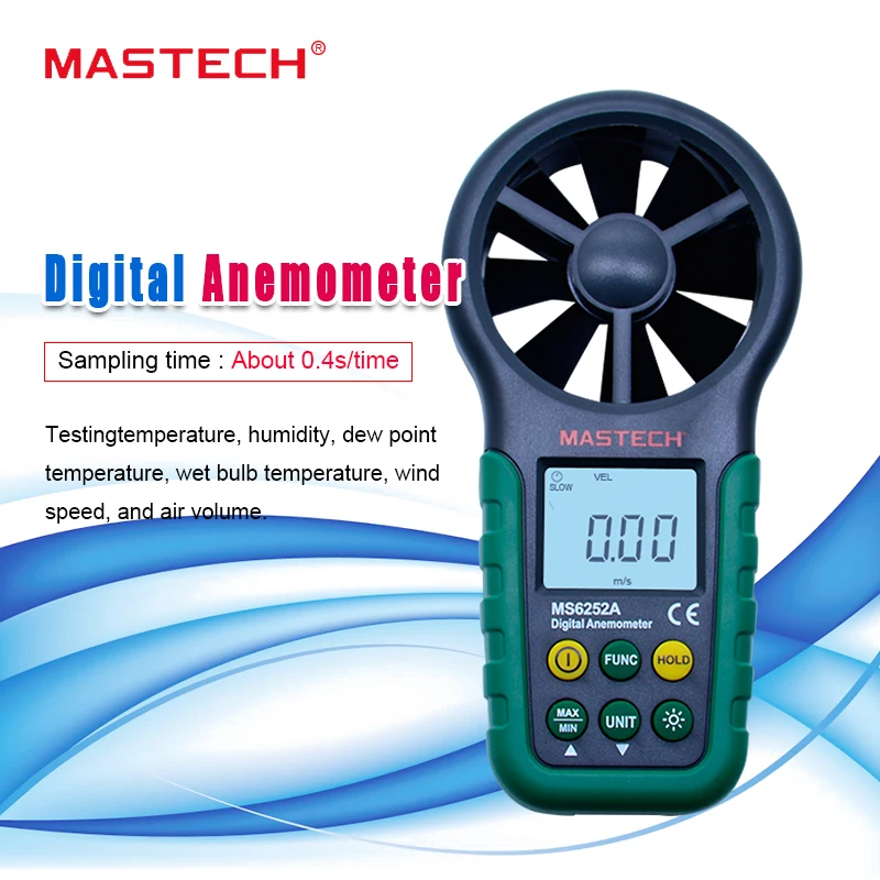 Портативный цифровой анемометр MASTECH MS6252A измеритель скорости ветра тестер