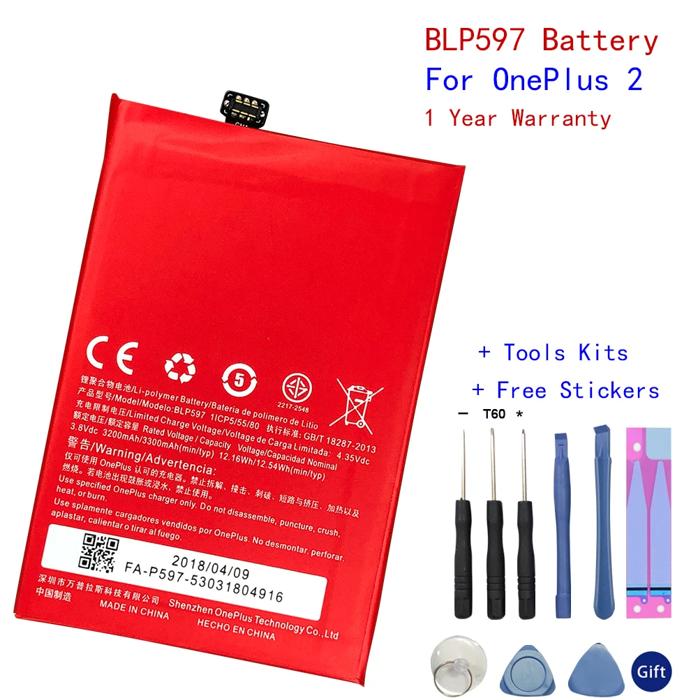 BLP597 3300mAh Batteries for Oneplus 2 One Plus Two Battery Cellphone+Gift Tools +stickers Rechargeable Battery BLP597 3300mAh Batteries for Oneplus 2 One Plus Two Battery Cellphone+Gift Tools +stickers Rechargeable Battery