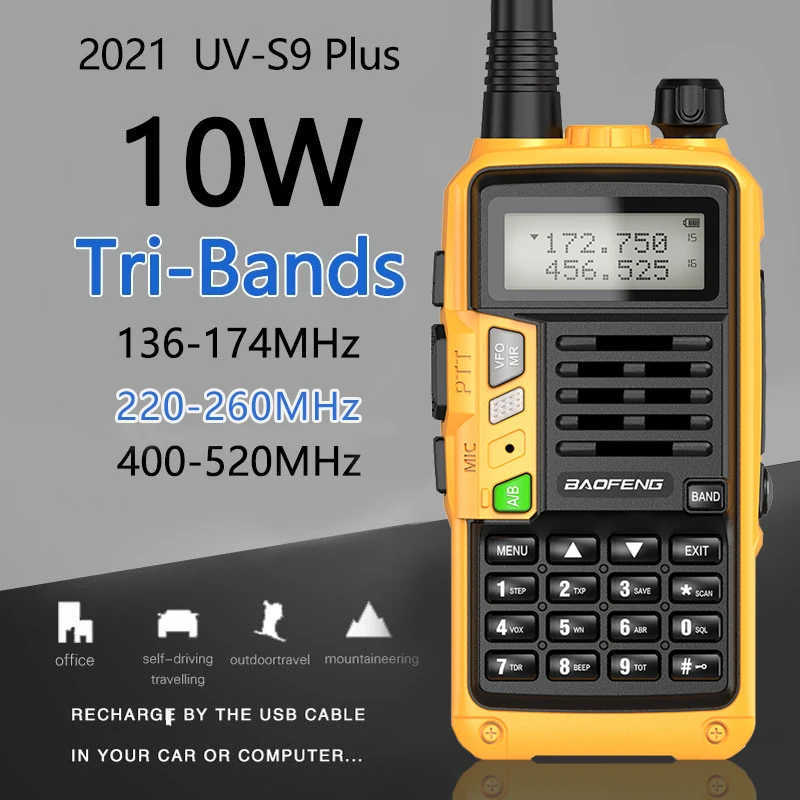 Walkie-Talkie Powerful Amateur Two-Way-Radio Handheld Uv-S9-Plus Baofeng Tri-Band Ham