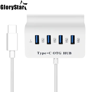 

4 Ports USB C HUB OTG High Speed Type C Hub with Phone Stand Type-c USB Splitter for Macbook Laptop PC Phone Google USB-C Hub