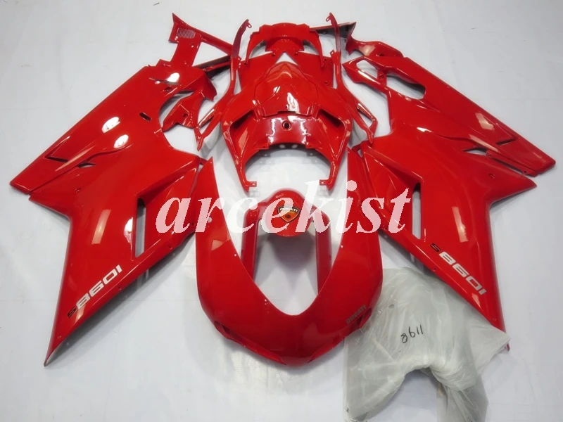ABS полный обтекатель комплект подходит для DUCATI 848 evo 1098 1198 1098S 2007 2008 2009 2010 2011 2012 корпус черный матовый - Цвет: red glossy