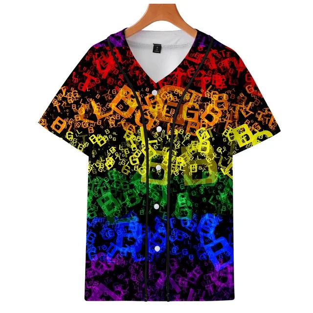 ЛГБТ Радуга Цвет 3D цифровая печать тонкий срез Лето тонкий срез бейсбольная рубашка мужская и женская спортивная одежда - Цвет: Color 7