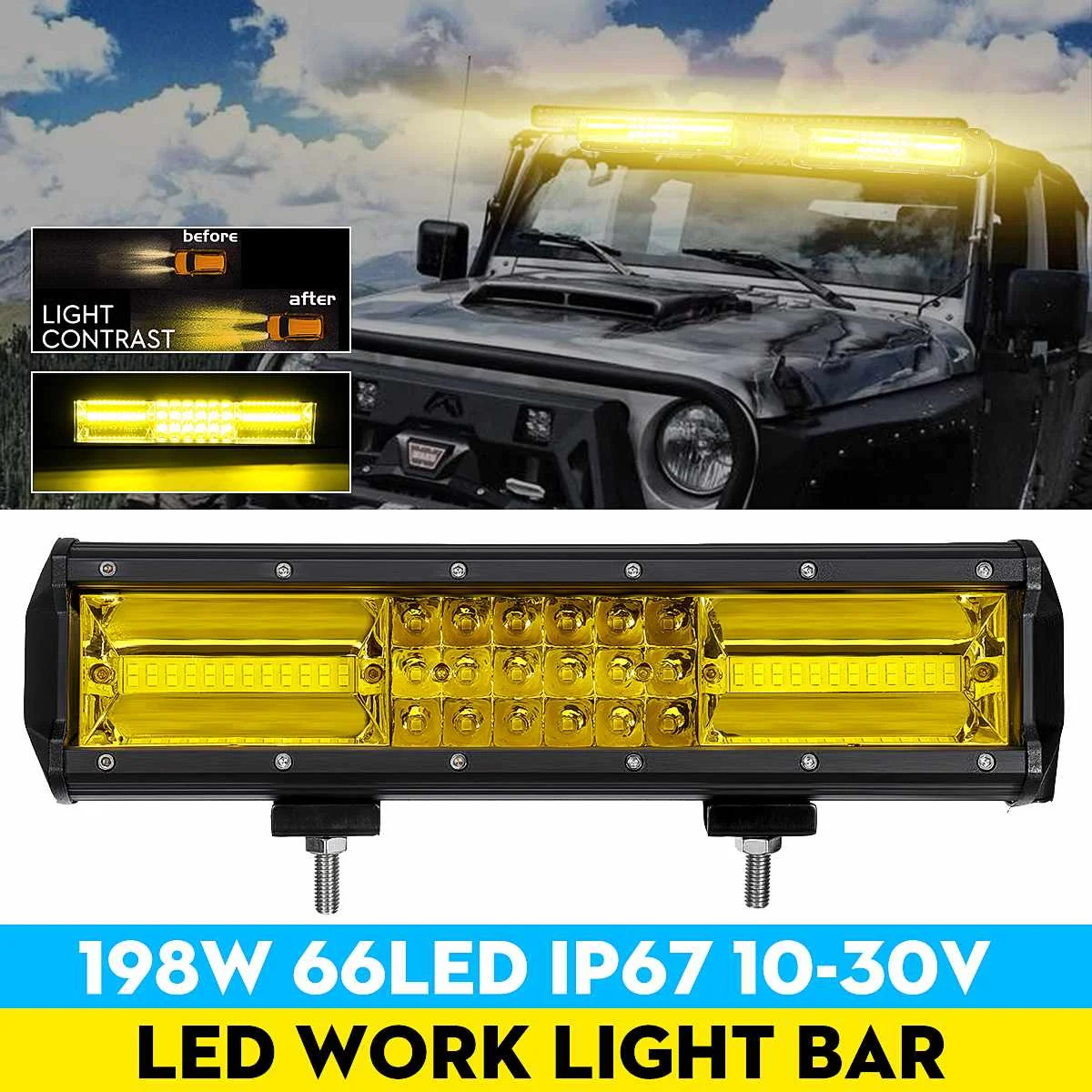 

12.5" - 19.8" Car LED Bar Work Light Bar Amber Spot Light IP67 for Jeep Car Tractor Boat Off Road 4WD 4x4 Truck SUV ATV Driving