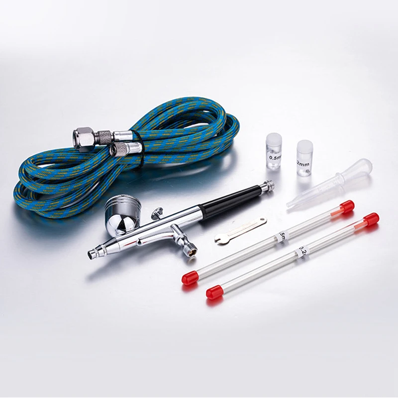 Mini aerógrafo de doble acción para pintar uñas, pistola de pintura para maquillaje, conjunto de tatuaje facial, herramienta de bricolaje, 0,2mm/0,3mm/0,5mm