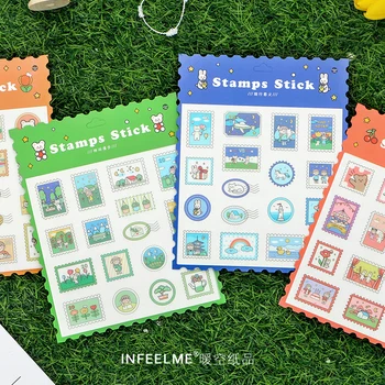 

Infeel.me Mail childlike innocence paper diary sticker Decoration label sticker pack 1 lot = 16 pack wholesale
