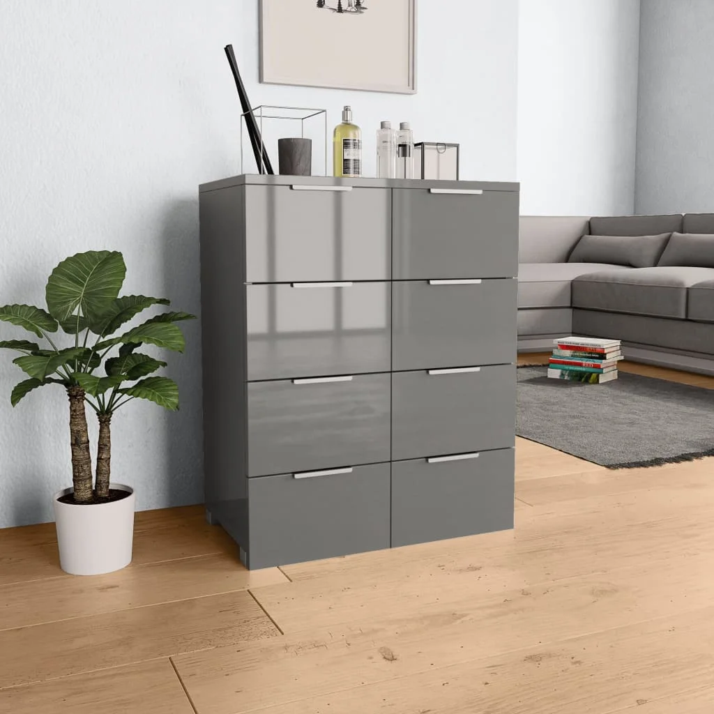 

Modern Living Room Cabinets with 8 Storage Cabinets Drawers VidaXL Bright Gray Chipboard Sideboard Display Cabinet 60x35x76 Cm