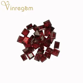 

Vinregem Top Quality 1 PCS Natural Square Cut Mozambique Garnet Loose Gemstone DIY Stones Decoration Jewelry Wholesale Lots Bulk
