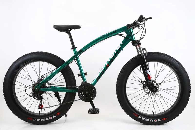 26 дюймов горный велосипед с большими шинами 7-скорость горный велосипед амортизирующий пляжный велосипед 4,0 экстра большие шины переменная скорость амортизационная вилка для велосипеда - Цвет: Green