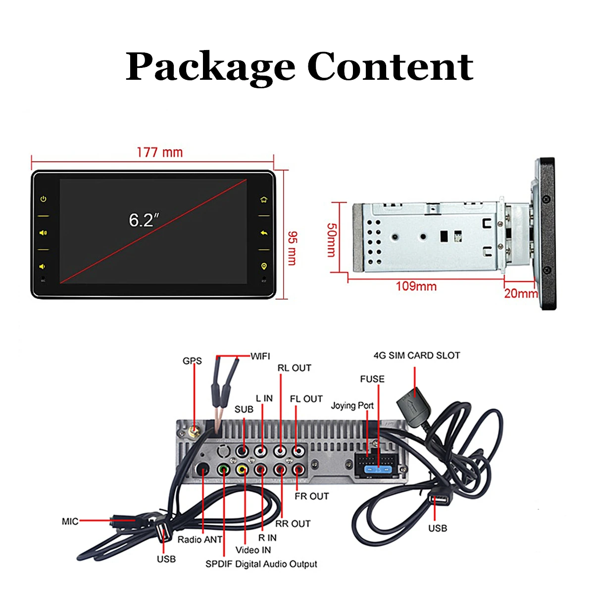 Excellent 4GB+64GB 1Din Android 8.1 Car Stereo Multimedia Autoradio Player GPS Glonass Bluetooth DVR DSP Carplay Subwoofer 4G SIM SPDIF 17