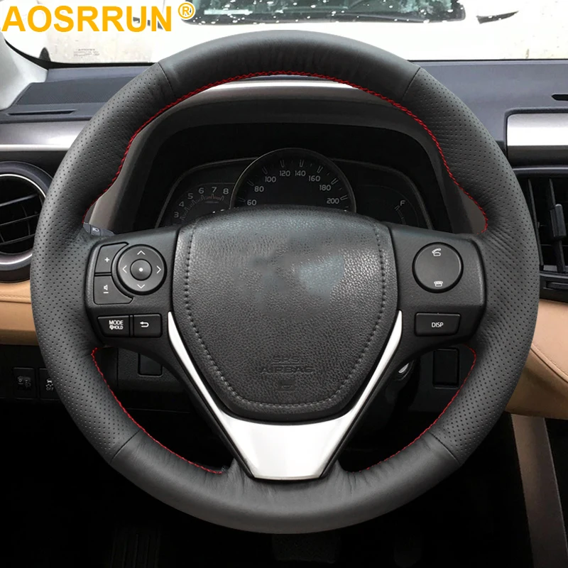 Coprivolante In Pelle Microfibra Per Toyota - Adatto A Camry, Rav4, Corolla, Highlander E Molti Altri (Nero, 37-38 Cm)