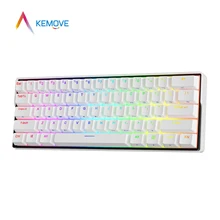 Kemove snowfox dk61 sem fio bluetooth 5.1 ttpe-c quente-swappable gateron kailh switch pbt keycaps teclado de jogo mecânico rgb