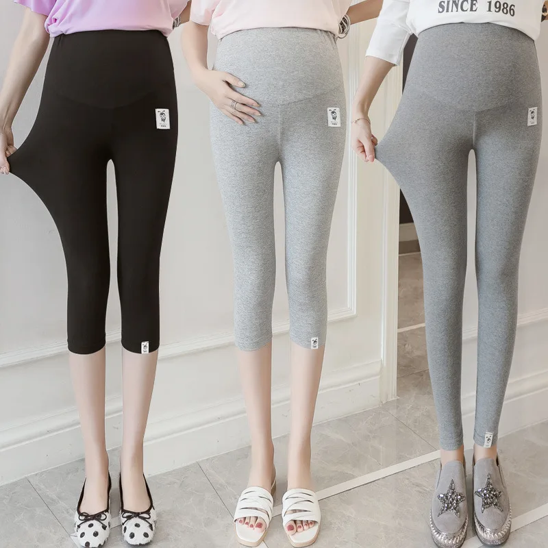 

Leggings for Pregnant Woman Spring Summer Thin Section Outer Wear New Style Fashion Mom Abdominal Support Capri Ankle-length Leg