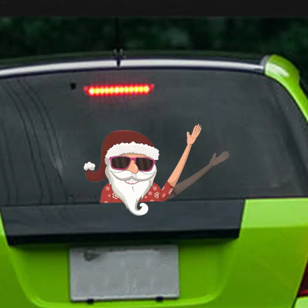 

Car Rear Wiper Sticker Universal Size Rear Windshield Waterproof Sunscreen Stickers Chistmas Waving Hand Santa Clause Decoration