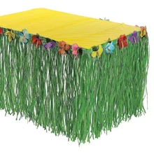 Красочные цветы ПП искусственная трава Юбка для стола Гавайская тропическая для Гавайской вечеринки декоративные подкладки