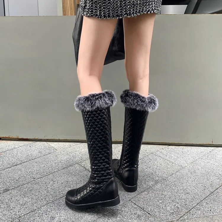 Top Quality 32~43 Fashion Winter Boots Women Plus Size Designer Snow Boots Luxury Knee Platform Heels Shoes Warm Fur Boot