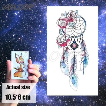 

Temporary Tattoo Sticker dream catcher feather color flower Little Element Water Transfer Temporary Fake tatto for kid girl man
