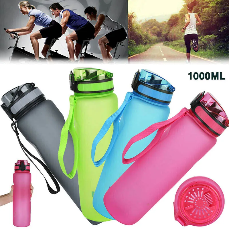 Sport Water Bottles 1000ML Free For Cycling Running Fitness Trail