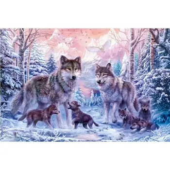 

5D DIY full drill Diamond Painting Embroidery Wolf family Cross Stitch Diamond decor gift