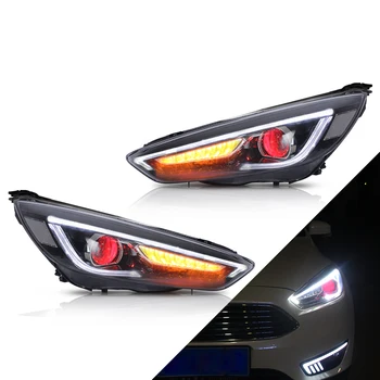 

VLAND Car Styling Headlight For Ford Focus 2015-2017 LED DRL with Demon Eyes Sequential Turn Front Lamp Assembly Pulg and Play