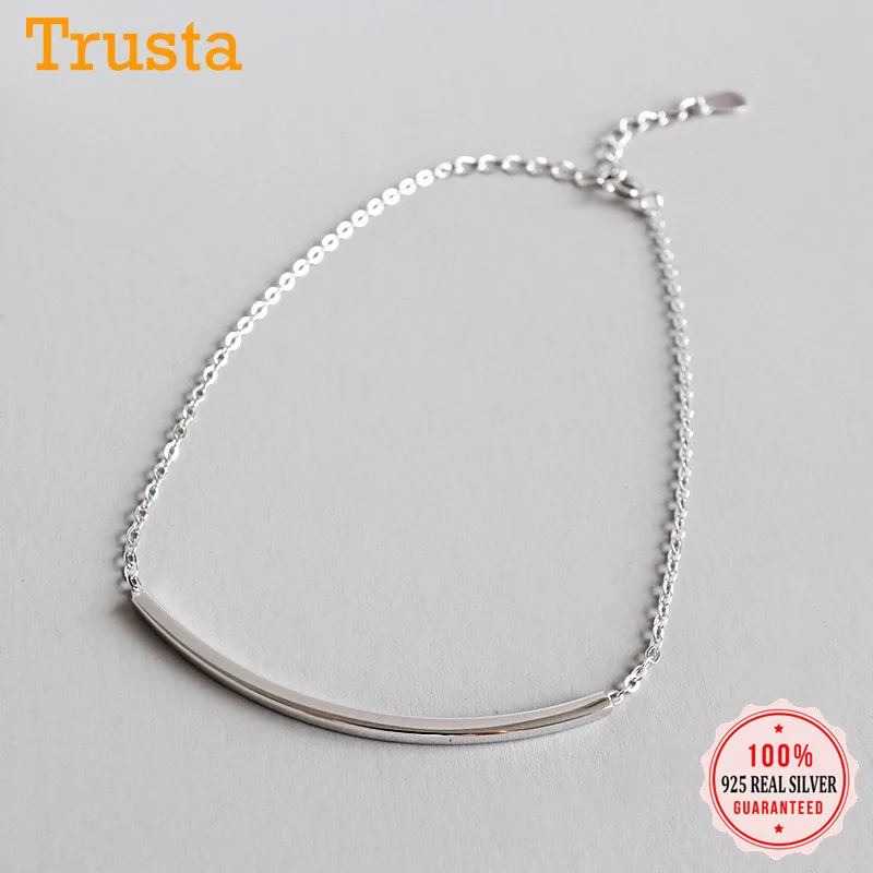 Trustdavis, натуральная 925 пробы, серебро, модные, геометрические, квадратные трубки, ножные браслеты для женщин, Стерлинговое Серебро, ювелирное изделие, подарок DS2397