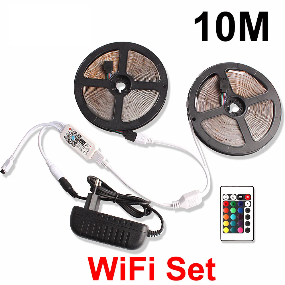 Wifi 10M Set RGB Светодиодная лента wifi контроллер 5 м 10 м Светодиодная лента fita e гибкий неоновый светильник лента Диодная лента 12 в водонепроницаемый светодиодный светильник s лампа - Испускаемый цвет: Wifi 10M Set