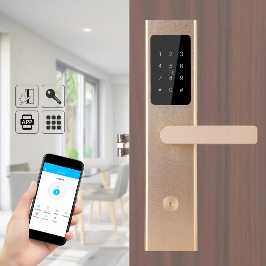 Умный дверной замок Ультратонкий Bluetooth приложение карта Пароль ключ