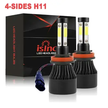 

4-Side H11 LED Headlight Bulbs H8 H9 Kits 120W 32000LM Power 6000K White BLACK